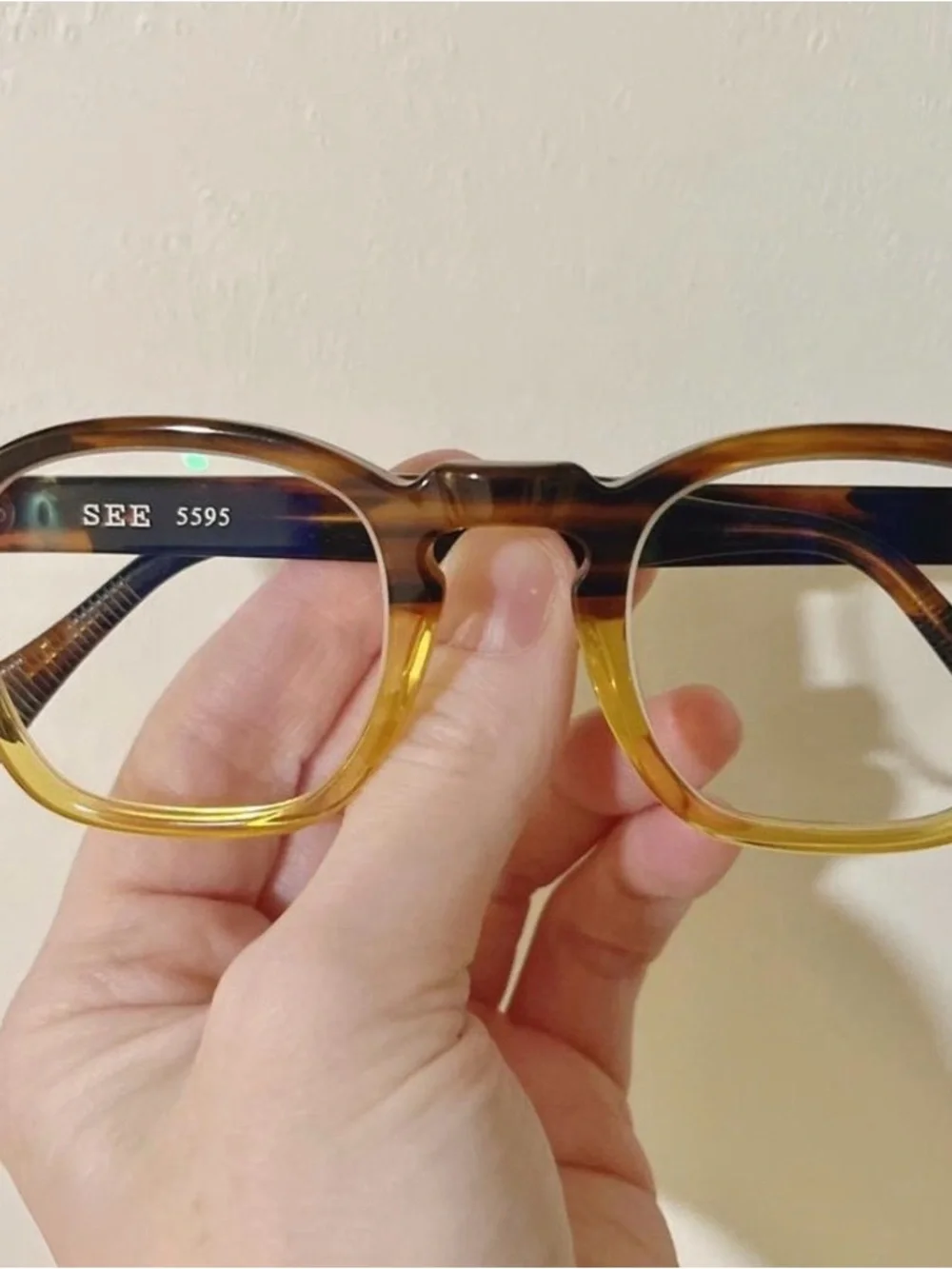 Two-Tone Brown and Amber Women’s Eyeglasses Frame